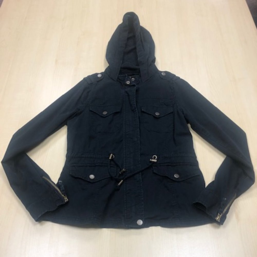 Aeropostale Button Up & Zipper Black Jacket Size S